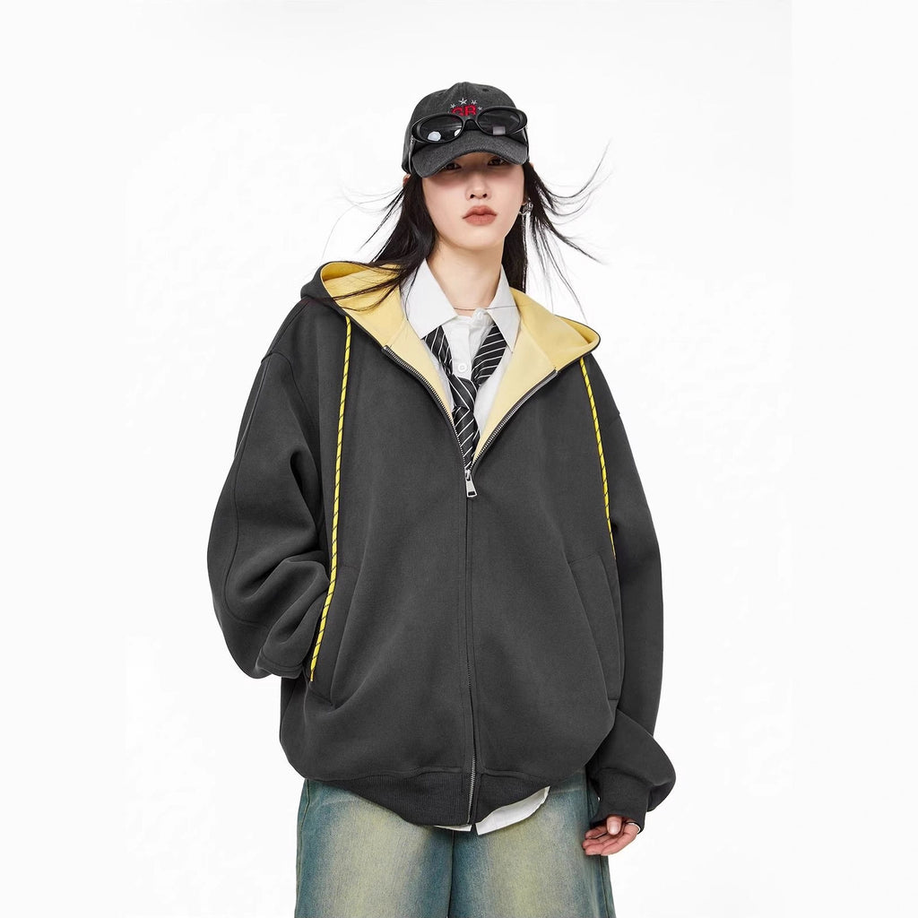 Retro Hooded Jacket for Women,Trendy Cotton Hoodie Cardigan Top