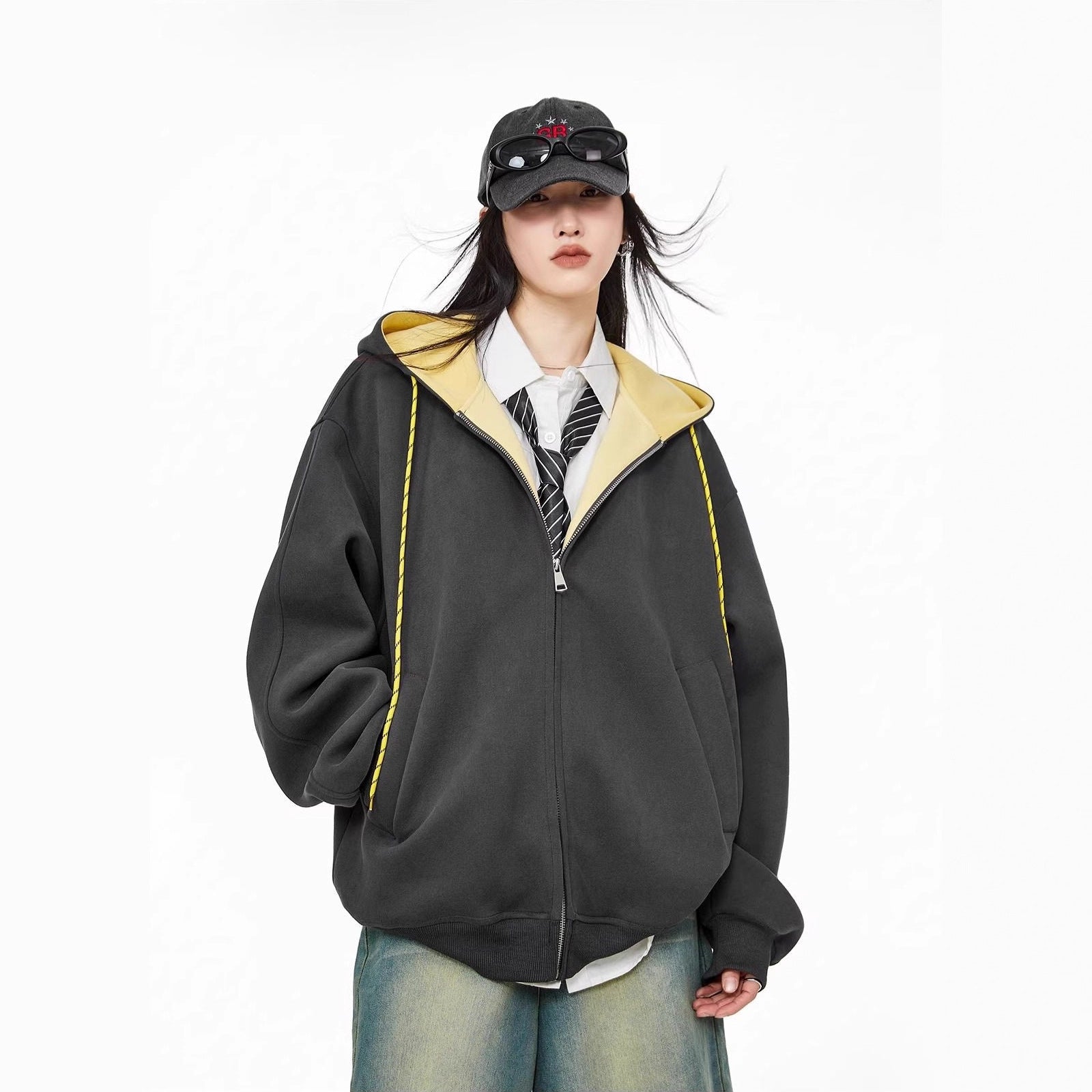 Retro Hooded Jacket for Women,Trendy Cotton Hoodie Cardigan Top
