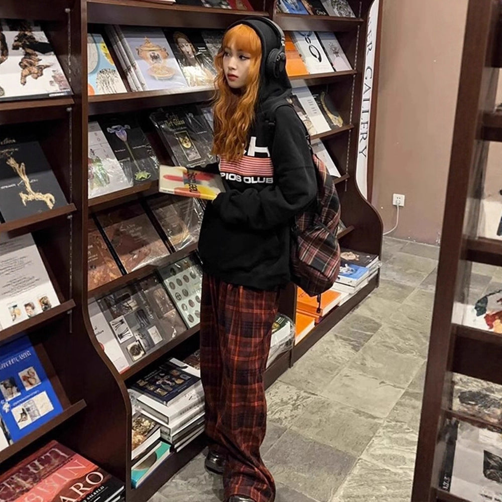 Vintage Hoodie Women's Unique Design Loose Hooded Winter Outwear Top