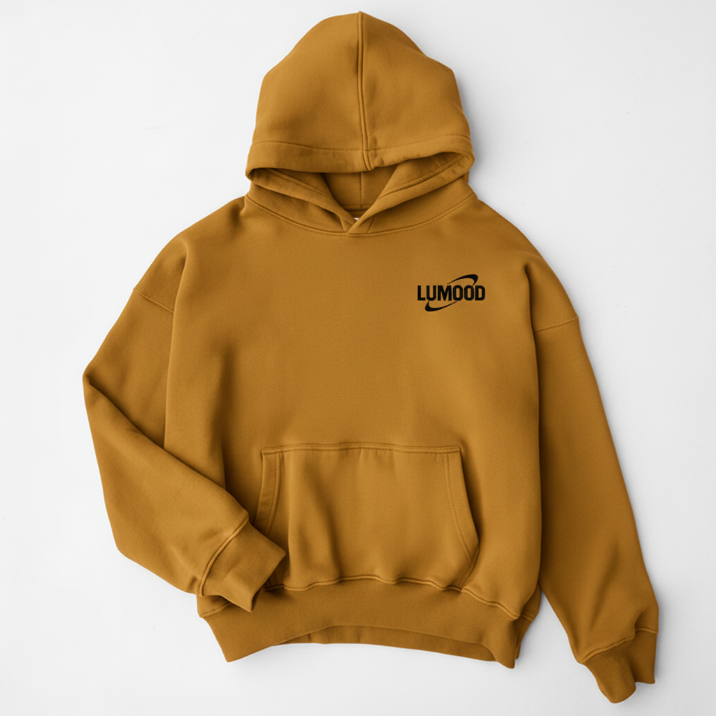 Navi blue Hoodie — Relaxed Black Pullover with Retro Orbit Graphic