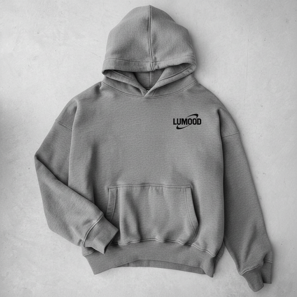 Navi blue Hoodie — Relaxed Black Pullover with Retro Orbit Graphic