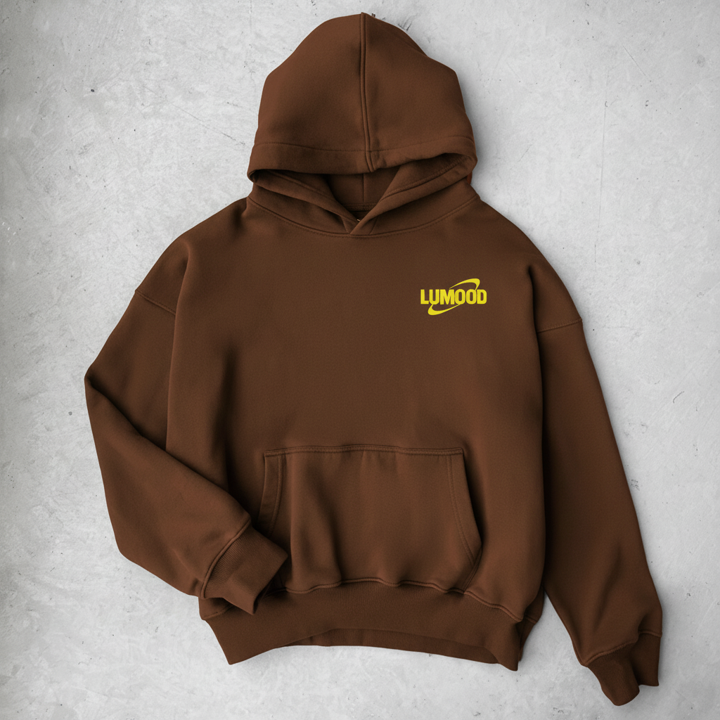 Navi blue Hoodie — Relaxed Black Pullover with Retro Orbit Graphic