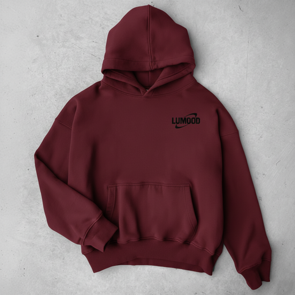 Navi blue Hoodie — Relaxed Black Pullover with Retro Orbit Graphic