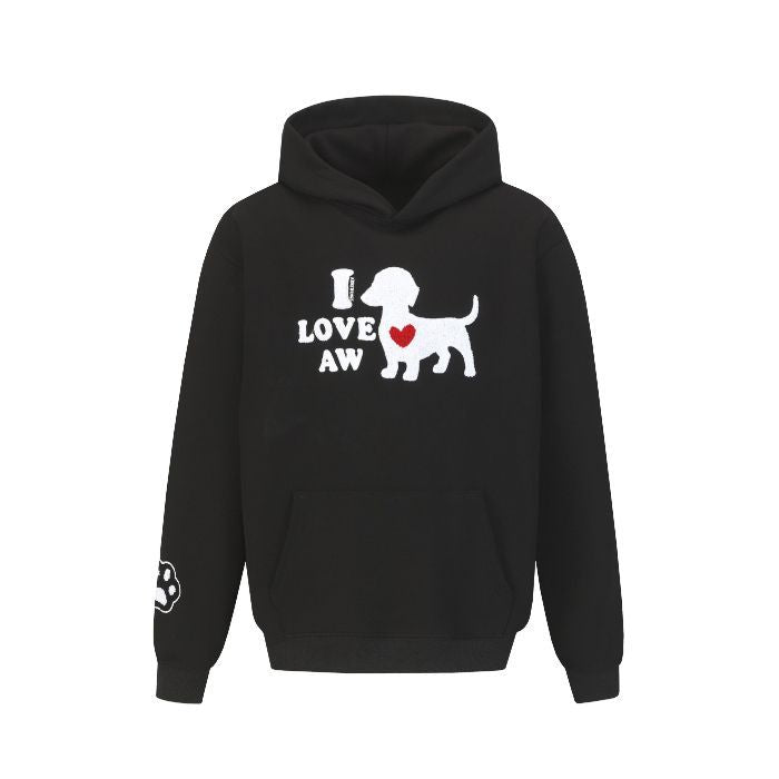 Love Dog Embroidered Hoodie Unisex Loose Versatile Hooded Sweatshirt Jacket