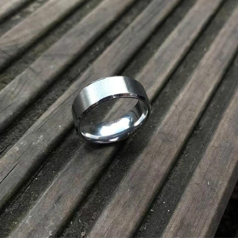 Simple Matte Men Rings Width 8MM Trendy Three Color  Stainless Steel Rings For Men Jewelry Gift
