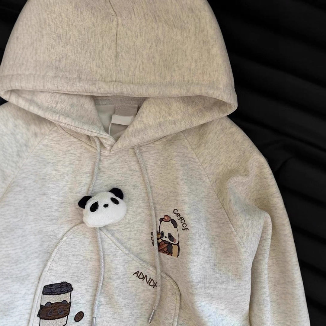 Hooded Sweatshirt for Women in White and Gray