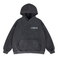 Patchwork Washed Hole Hand-Painted Print Fleece Lined Hoodie