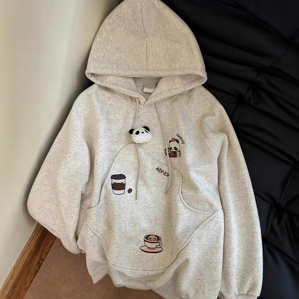 Hooded Sweatshirt for Women in White and Gray