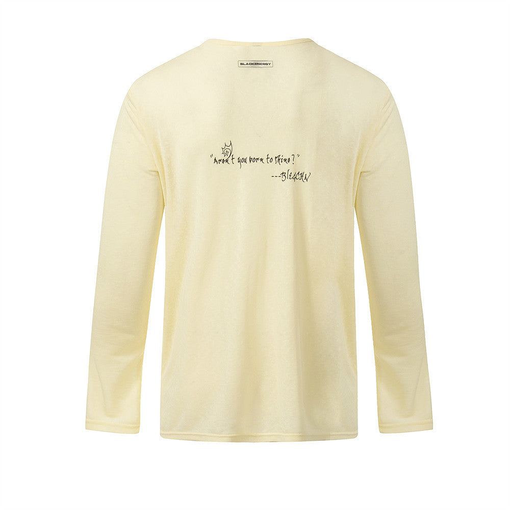 Abstract print round neck long sleeved shirt