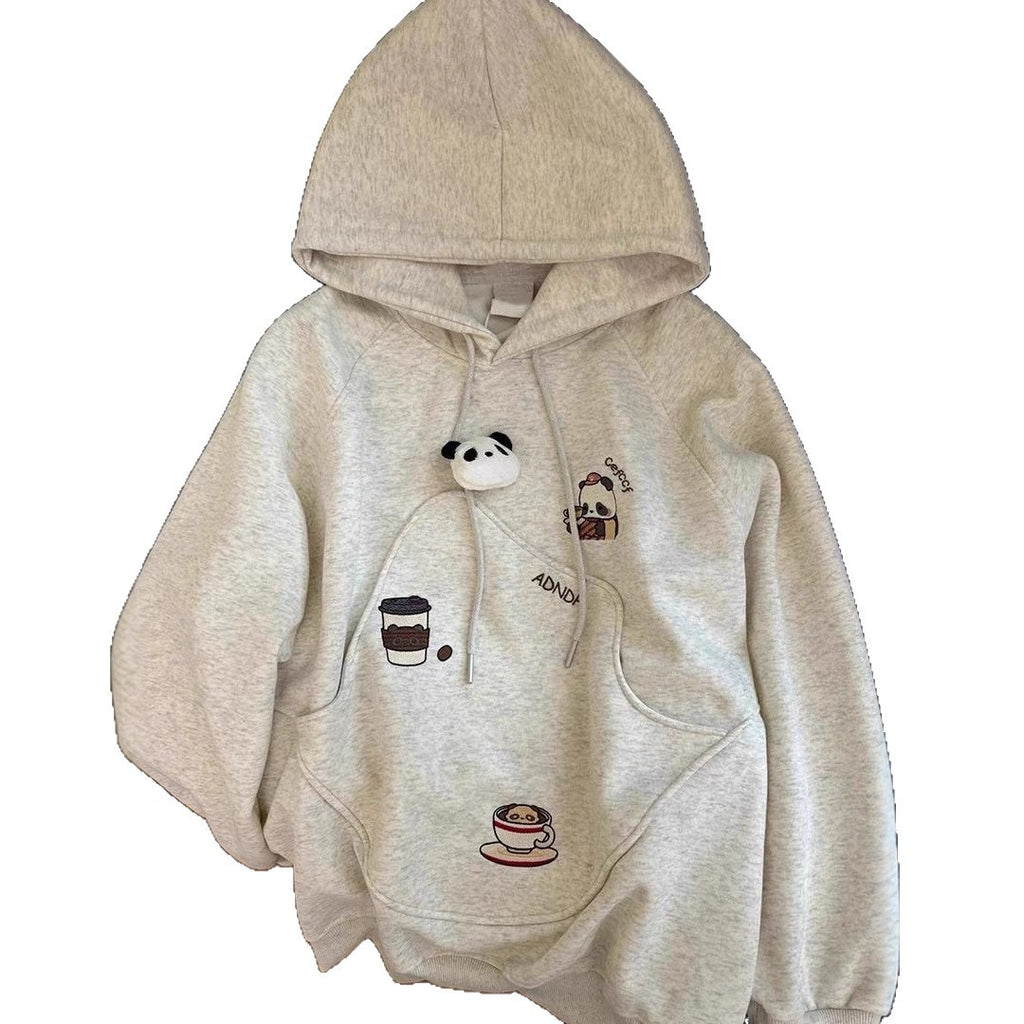 Hooded Sweatshirt for Women in White and Gray