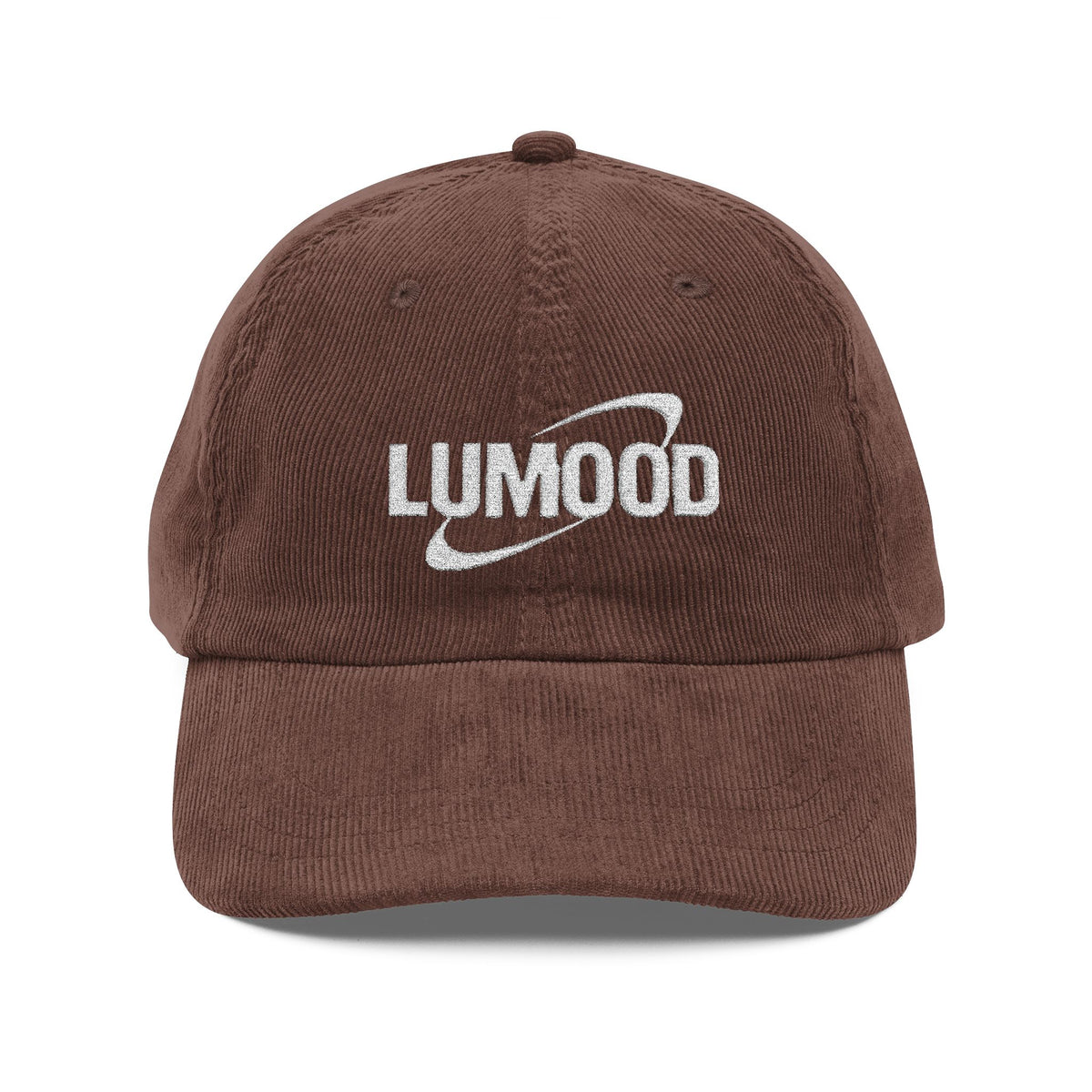 Corduroy Embroidered Cap — "LUMOOD" Vintage Brown Baseball Hat