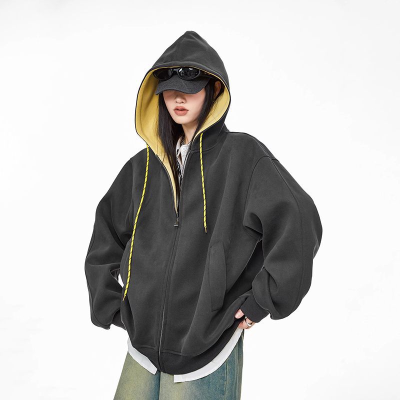 Retro Hooded Jacket for Women,Trendy Cotton Hoodie Cardigan Top