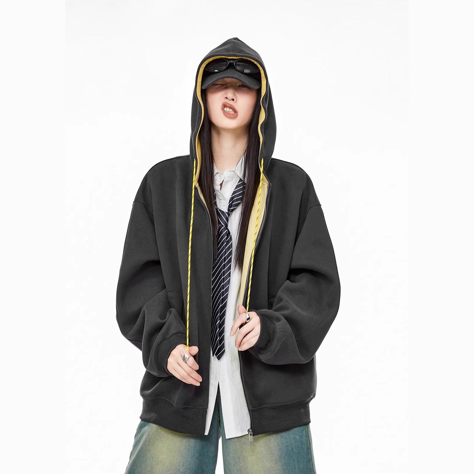 Retro Hooded Jacket for Women,Trendy Cotton Hoodie Cardigan Top