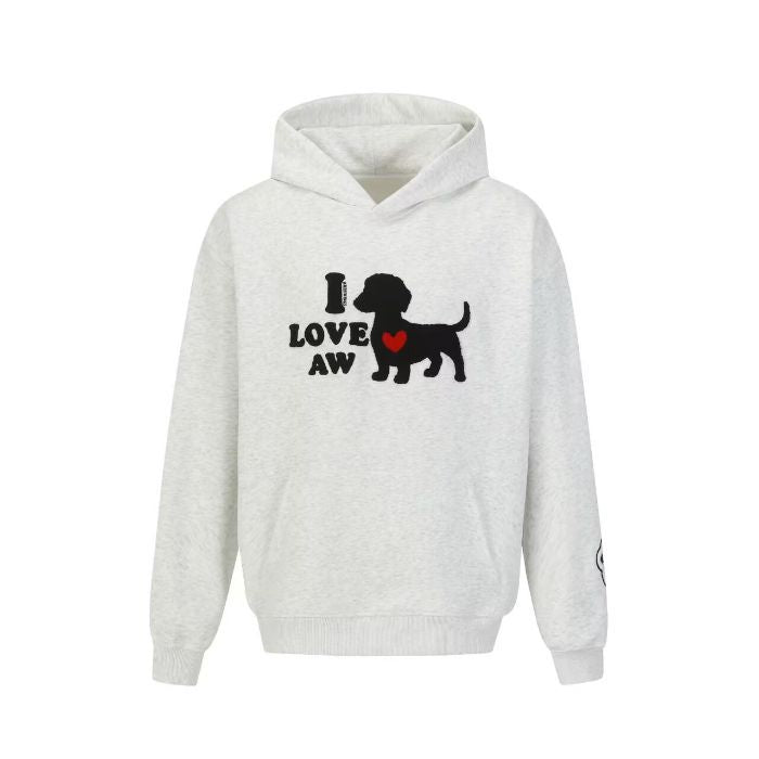 Love Dog Embroidered Hoodie Unisex Loose Versatile Hooded Sweatshirt Jacket