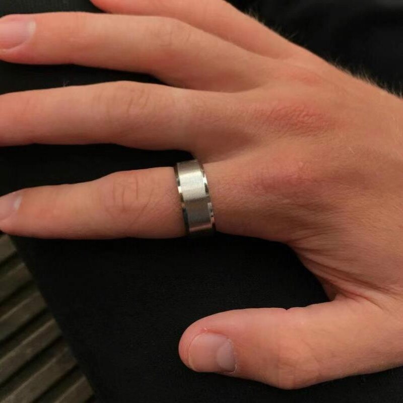 Simple Matte Men Rings Width 8MM Trendy Three Color  Stainless Steel Rings For Men Jewelry Gift