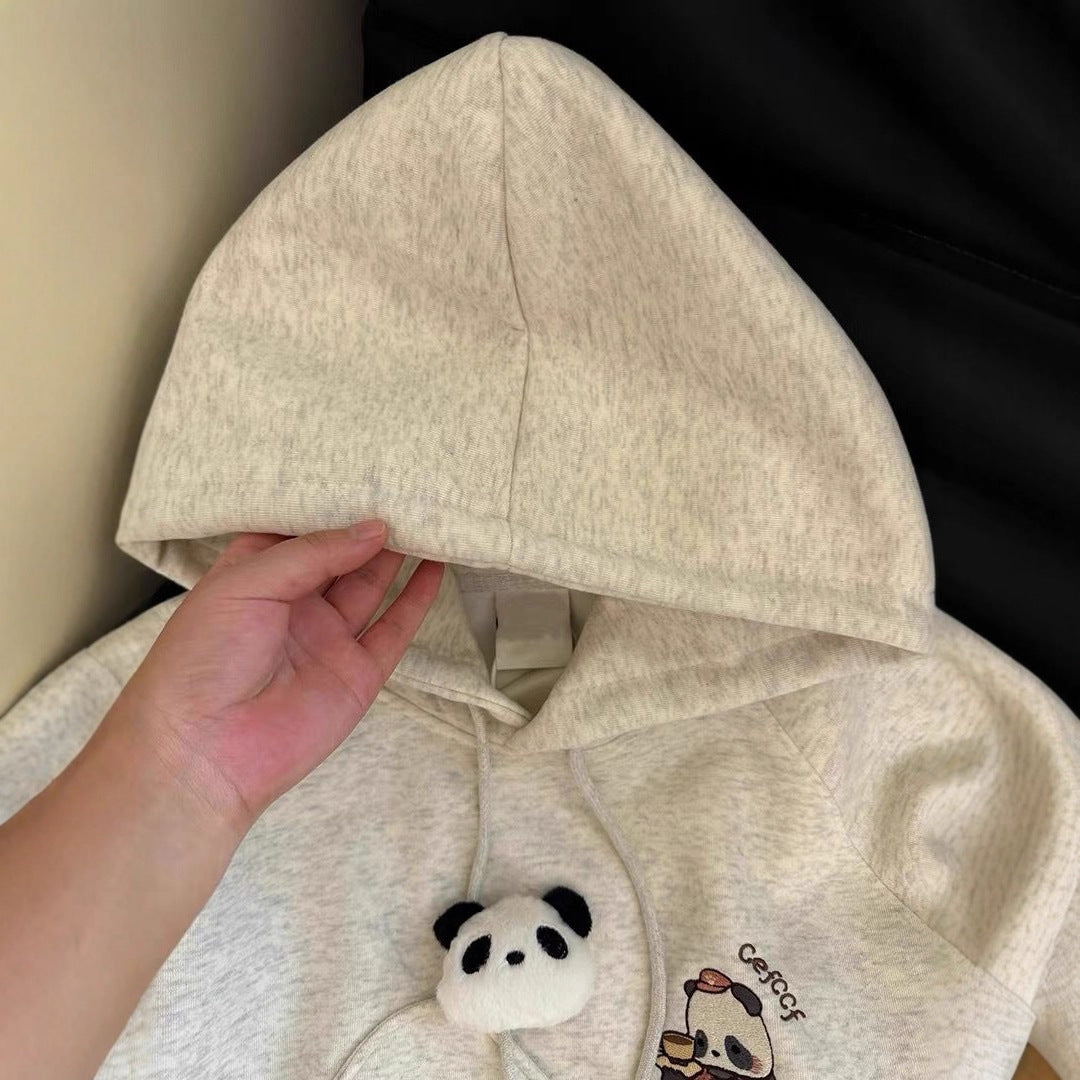 Hooded Sweatshirt for Women in White and Gray