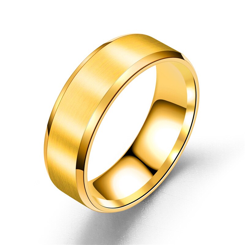 Simple Matte Men Rings Width 8MM Trendy Three Color  Stainless Steel Rings For Men Jewelry Gift
