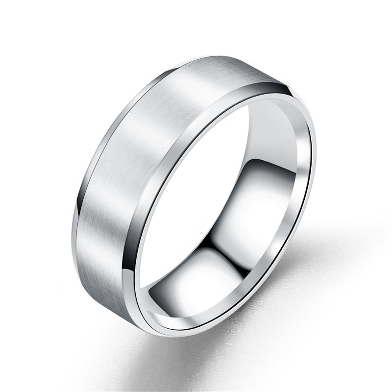 Simple Matte Men Rings Width 8MM Trendy Three Color  Stainless Steel Rings For Men Jewelry Gift