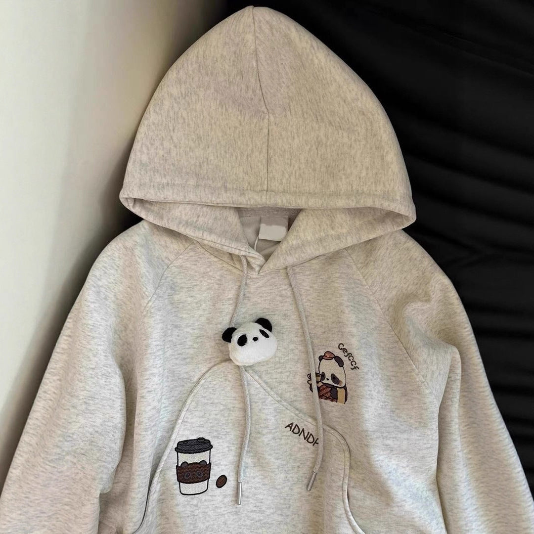 Hooded Sweatshirt for Women in White and Gray