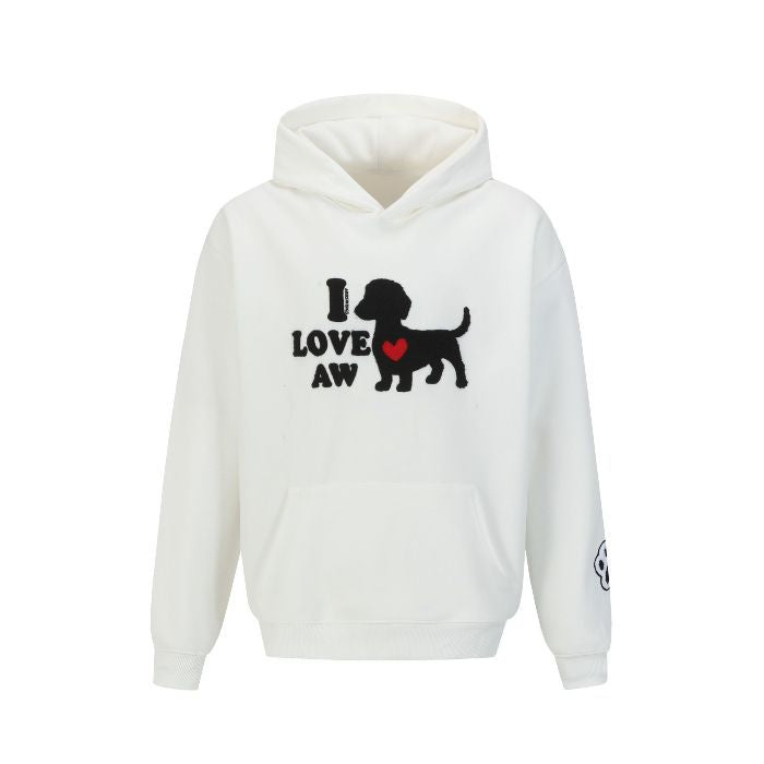 Love Dog Embroidered Hoodie Unisex Loose Versatile Hooded Sweatshirt Jacket