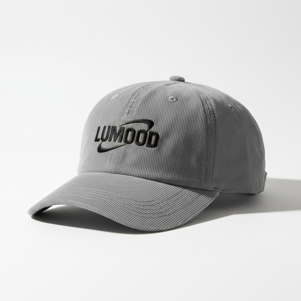 LUMOOD Ash Grey Corduroy Dad Hat