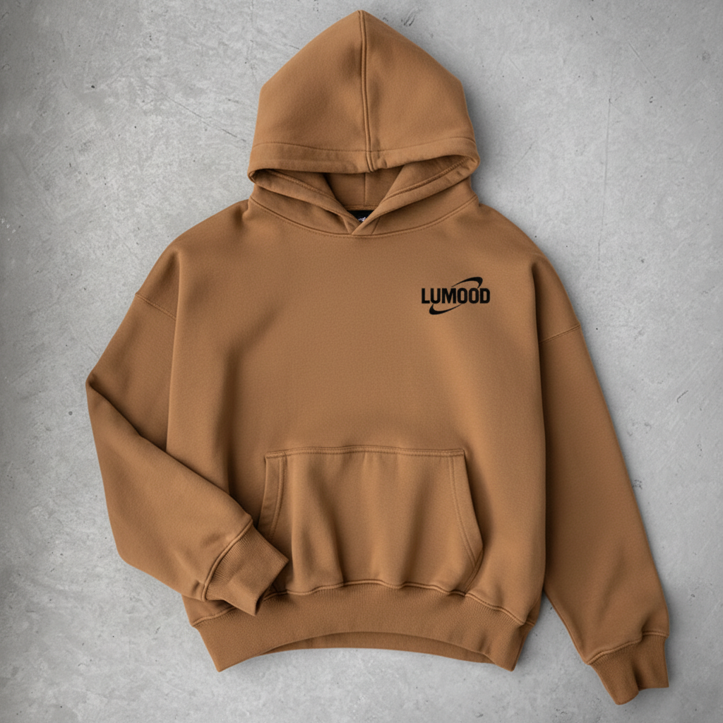 LUMOOD Camel Tan Hoodie with Black Logo